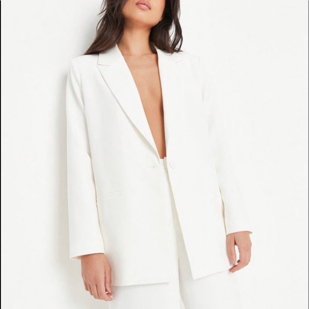 Missguided oversized white blazer